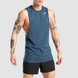 Gymshark Critical Drop Arm Tank - Teal Print - Men’s Size Medium